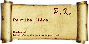Paprika Klára névjegykártya